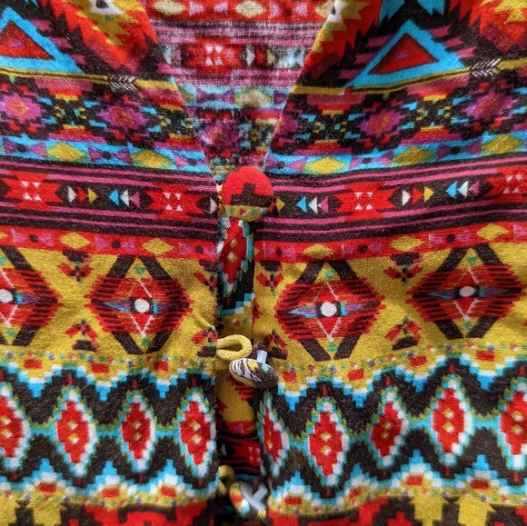 Umgee Boho Peasant Tribal Aztec Babydoll Tunic Dress Size Medium - Picture 2 of 9
